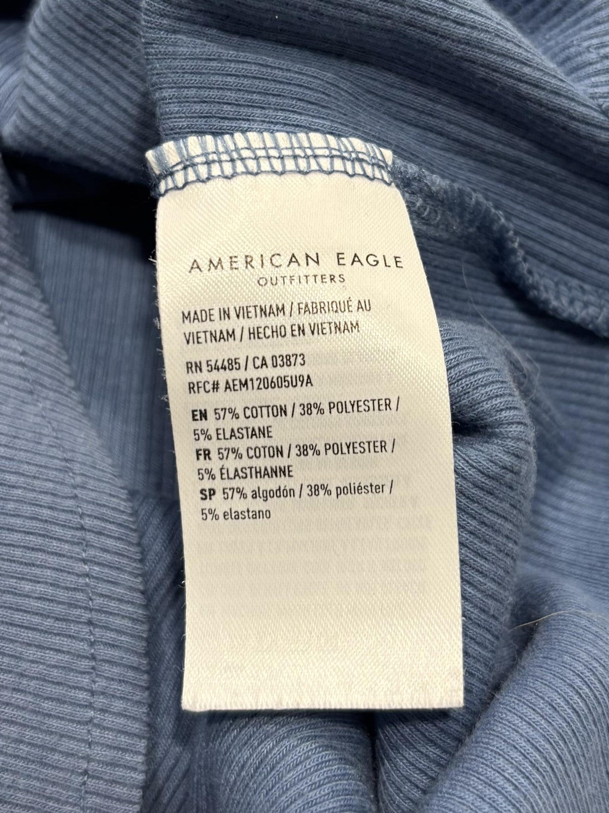 American Eagle Outfitters Tank Womens Medium Blue Crew Neck Ribbed Knit Basic