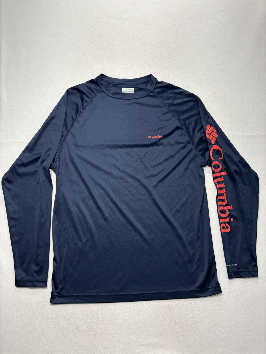 Columbia PFG Omni-Shade Shirt Mens Large Blue Long Sleeve Fishing UV Protection