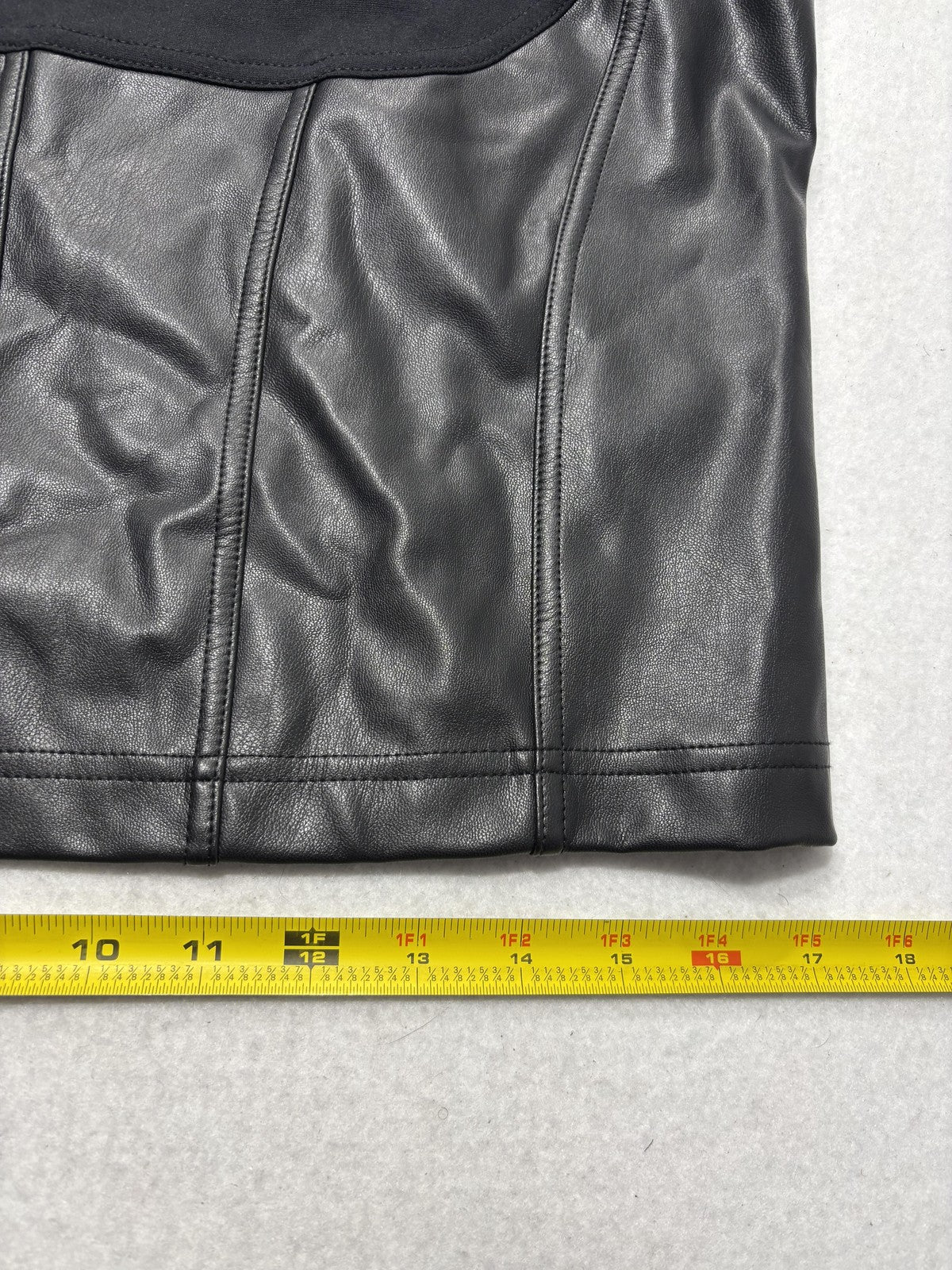 Maeve By Anthropologie Tank Womens Large Black Faux Leather Square Neck Crop