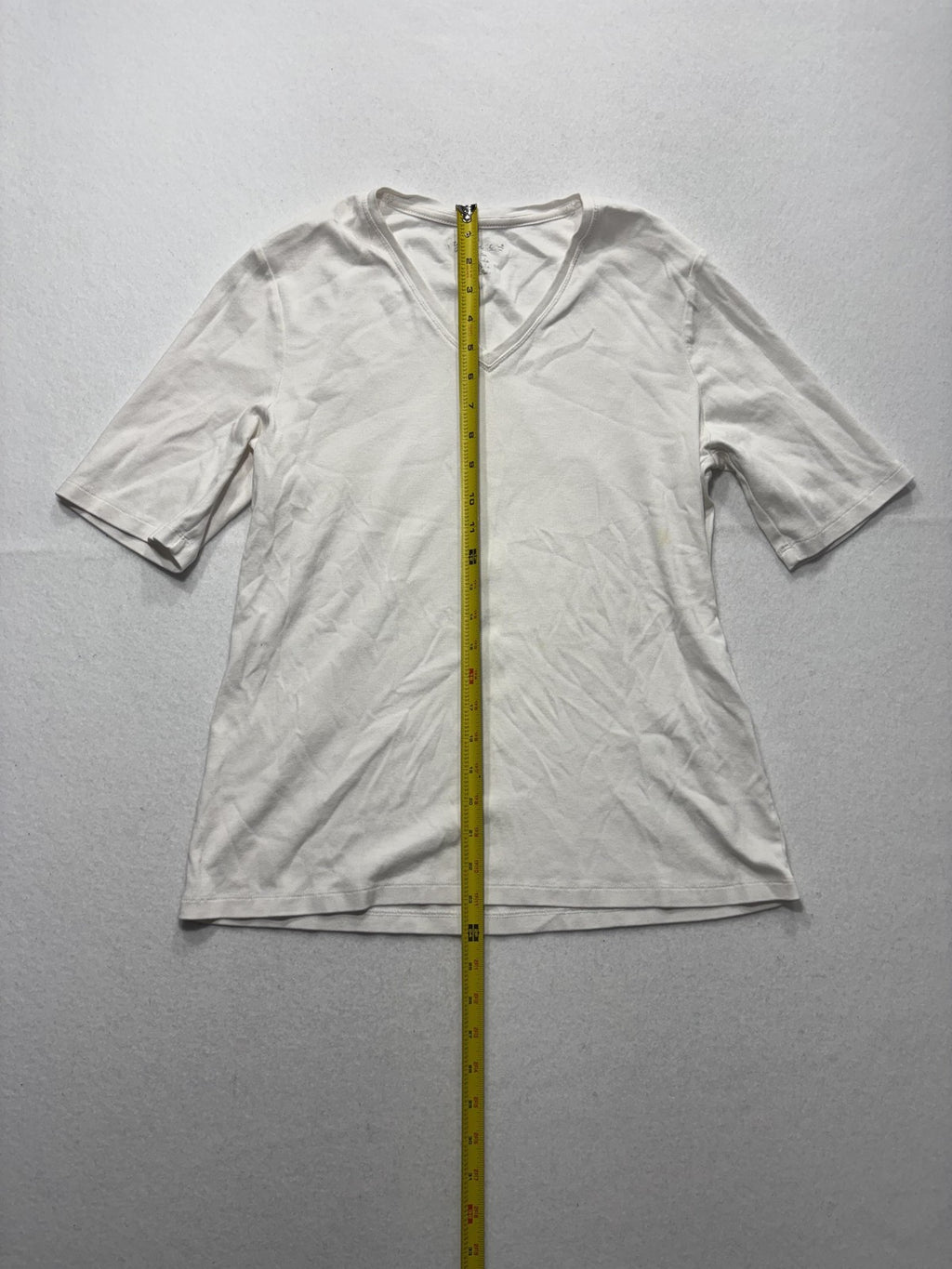 By Chico's Shirt Womens 1 White V Neck Short Sleeve Cotton Tee Basic Casual