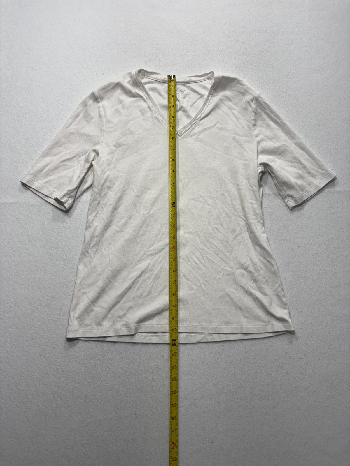 By Chico's Shirt Womens 1 White V Neck Short Sleeve Cotton Tee Basic Casual