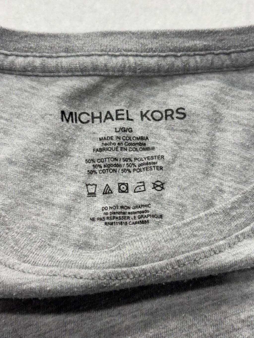 Michael Kors Shirt Mens Large Gray MK Logo Graphic Long Sleeve Crewneck Tee
