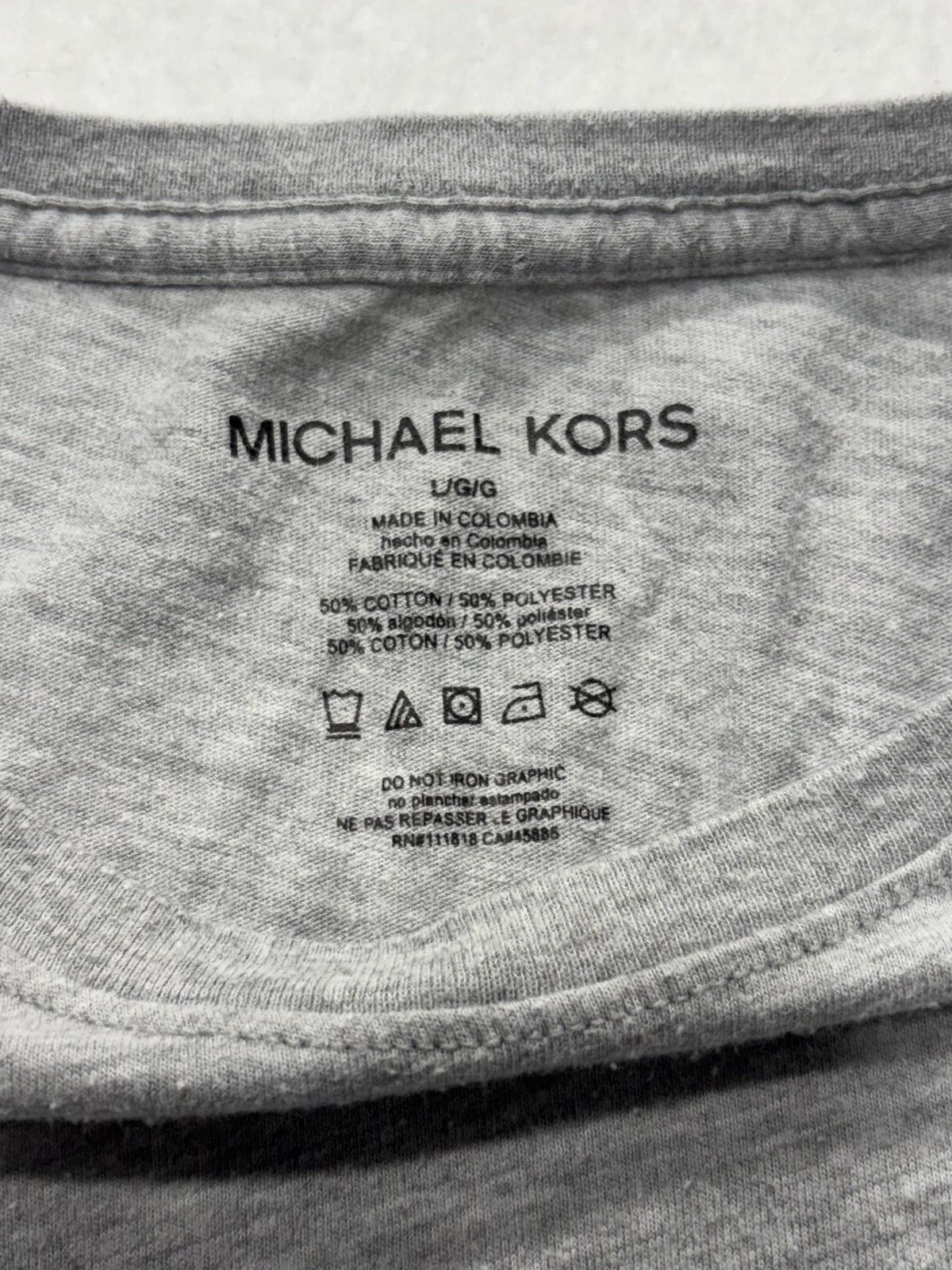 Michael Kors Shirt Mens Large Gray MK Logo Graphic Long Sleeve Crewneck Tee