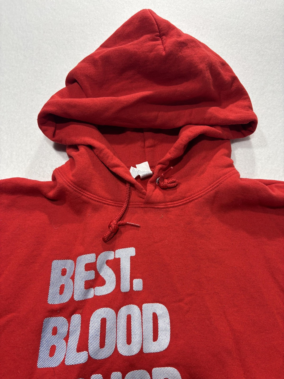 Jerzees Hoodie Mens Large Red Best Blood Donor Ever Fleece Pullover Graphic