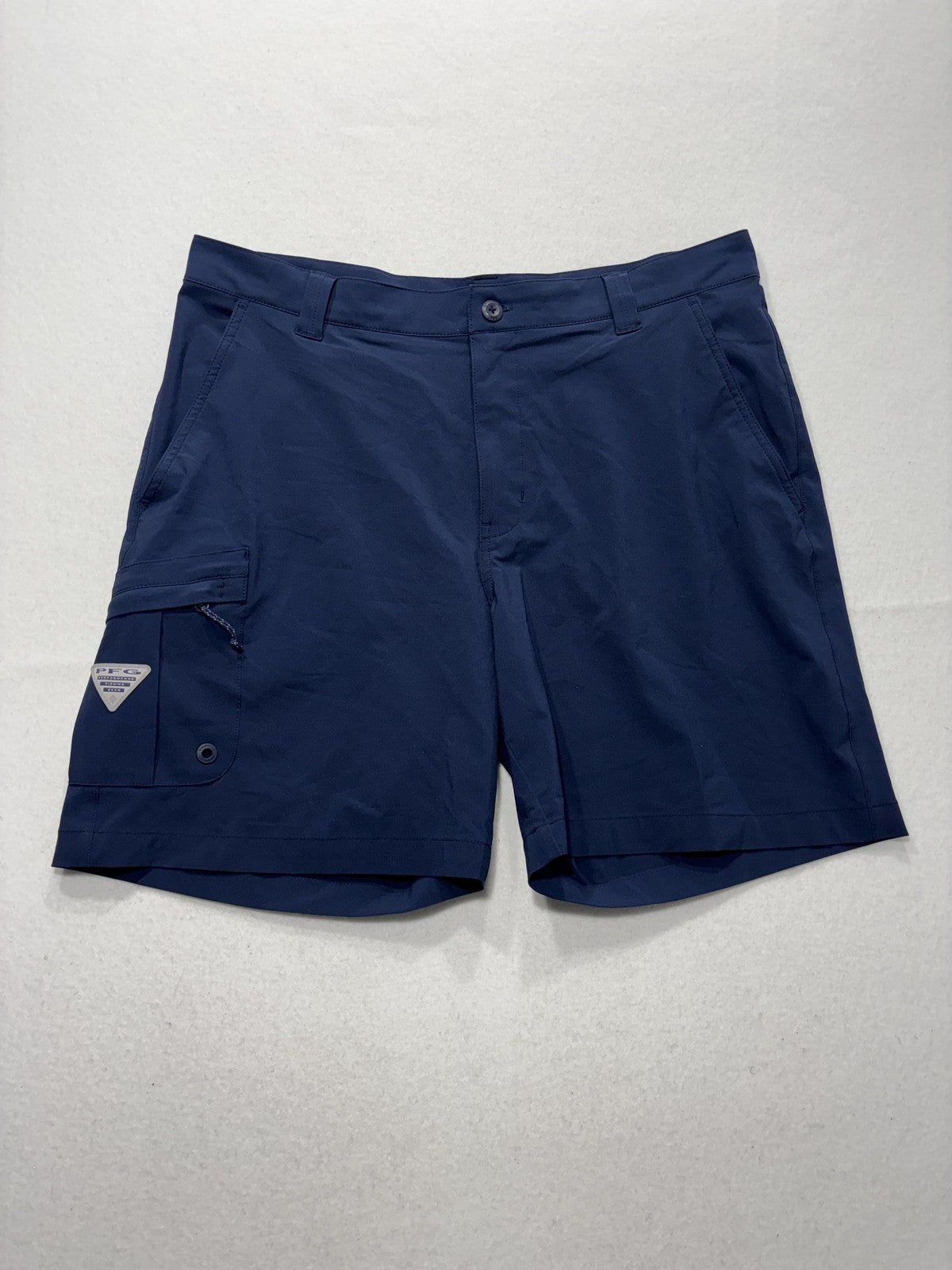Columbia PFG Cargo Shorts Mens 36 Blue 8" Inseam Stretch Fishing Outdoor