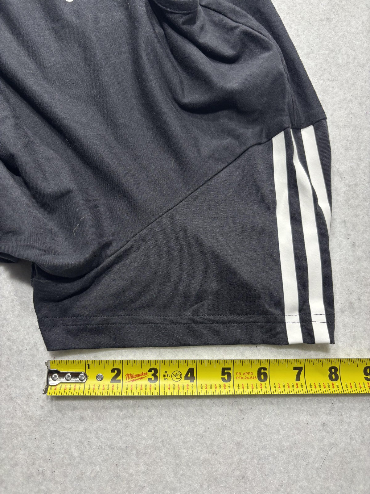 Adidas AEROREADY Shirt Womens XL Black Cropped 3 Stripe Logo HA1192 Athletic Top