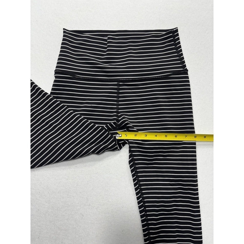 Lululemon Leggings Womens Small Black Stripe High Rise 25" Inseam Stretch Ankle