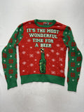 Spencer's Sweater Mens Large Red Green Beer Christmas Ugly Light Up Pullover