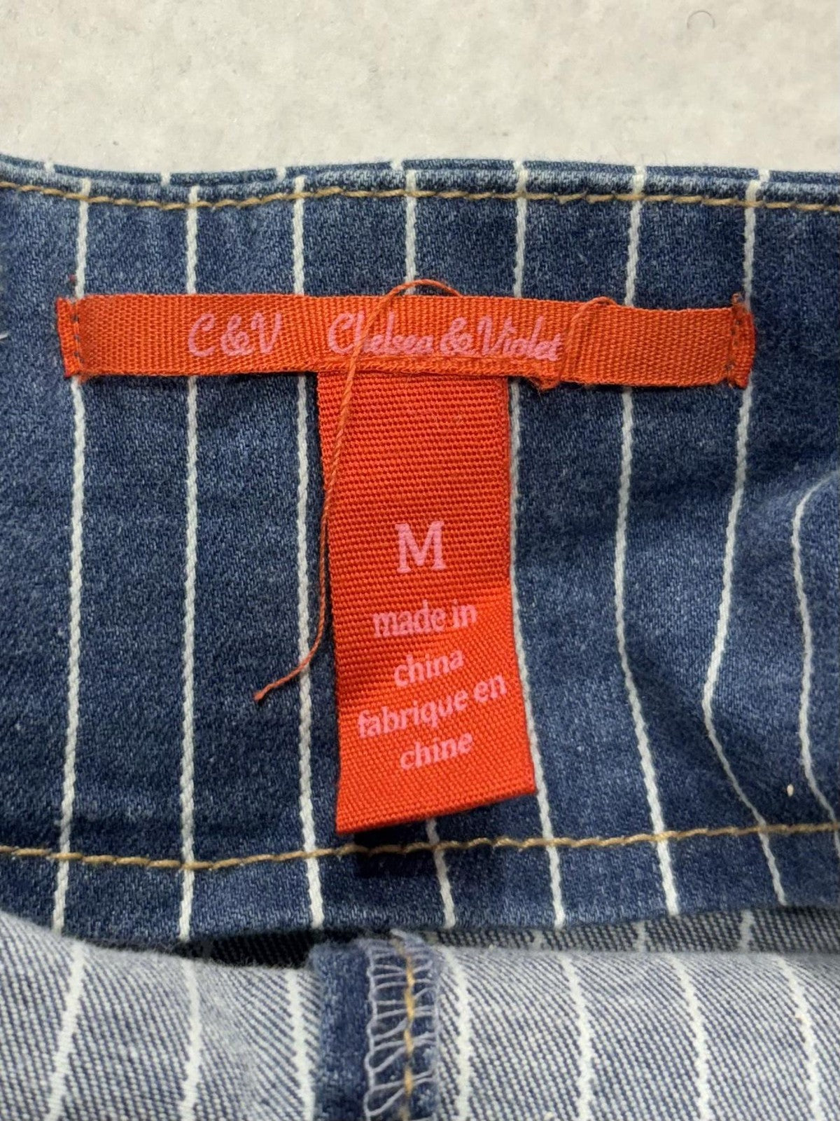 Chelsea & Violet Skirt Womens M Blue Stripe Denim Button Front Mini Casual