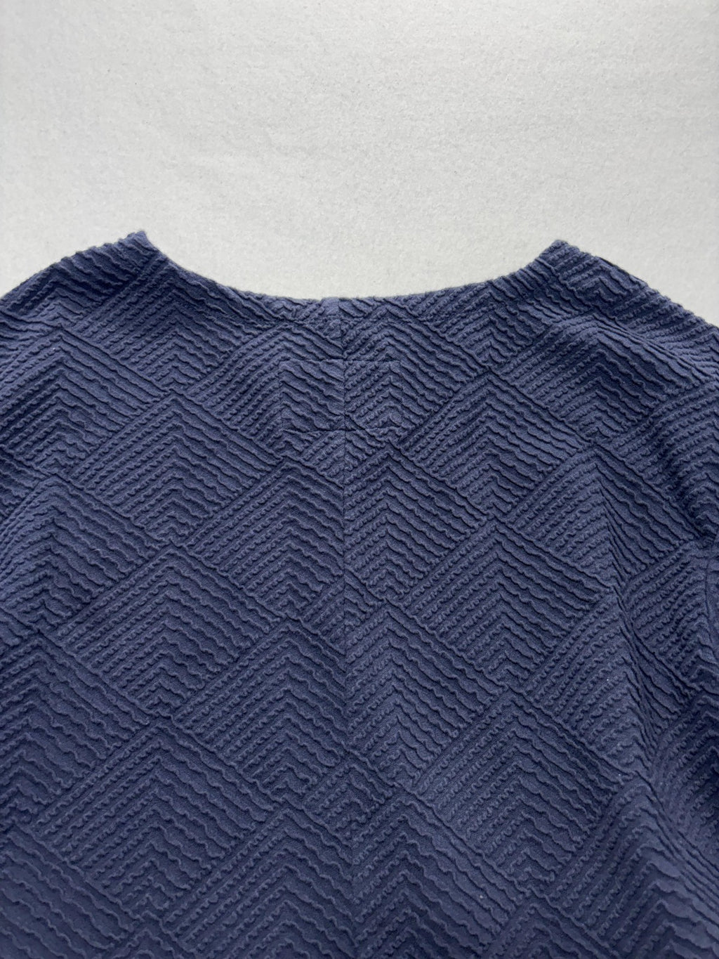 Maeve Blouse Womens XS Blue Textured Crew Neck 3/4 Puff Sleeve Peplum Tunic Top