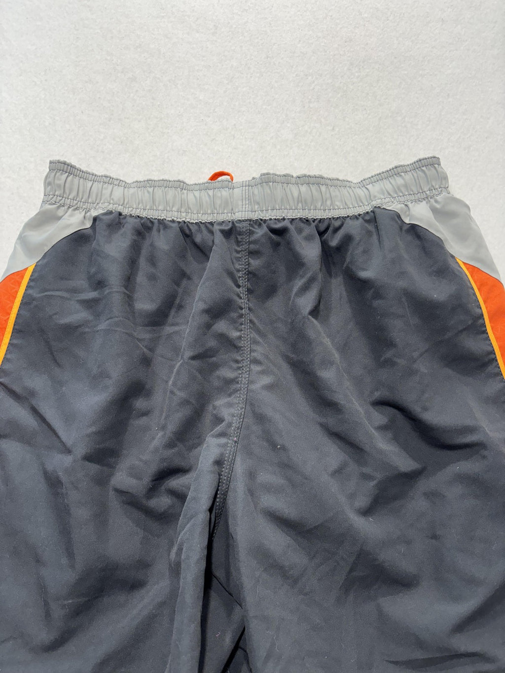 Nike Swim Shorts Mens Large Gray Orange Colorblock Lined Elastic Waist Tie