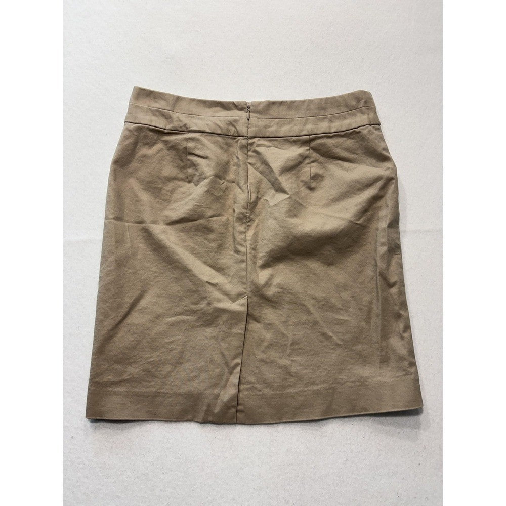 Banana Republic Skirt Womens 4 Beige Stretch Twill Knee Length Pencil Work