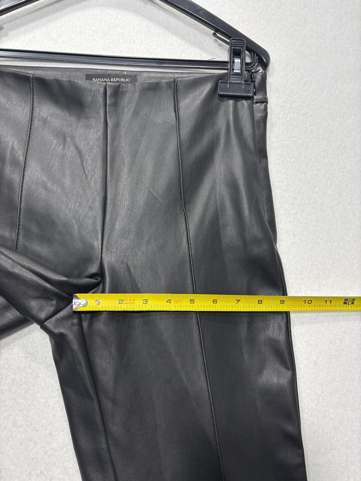 Banana Republic Dress Pants Womens 6 Black Faux Leather Straight Leg Zip Stretch