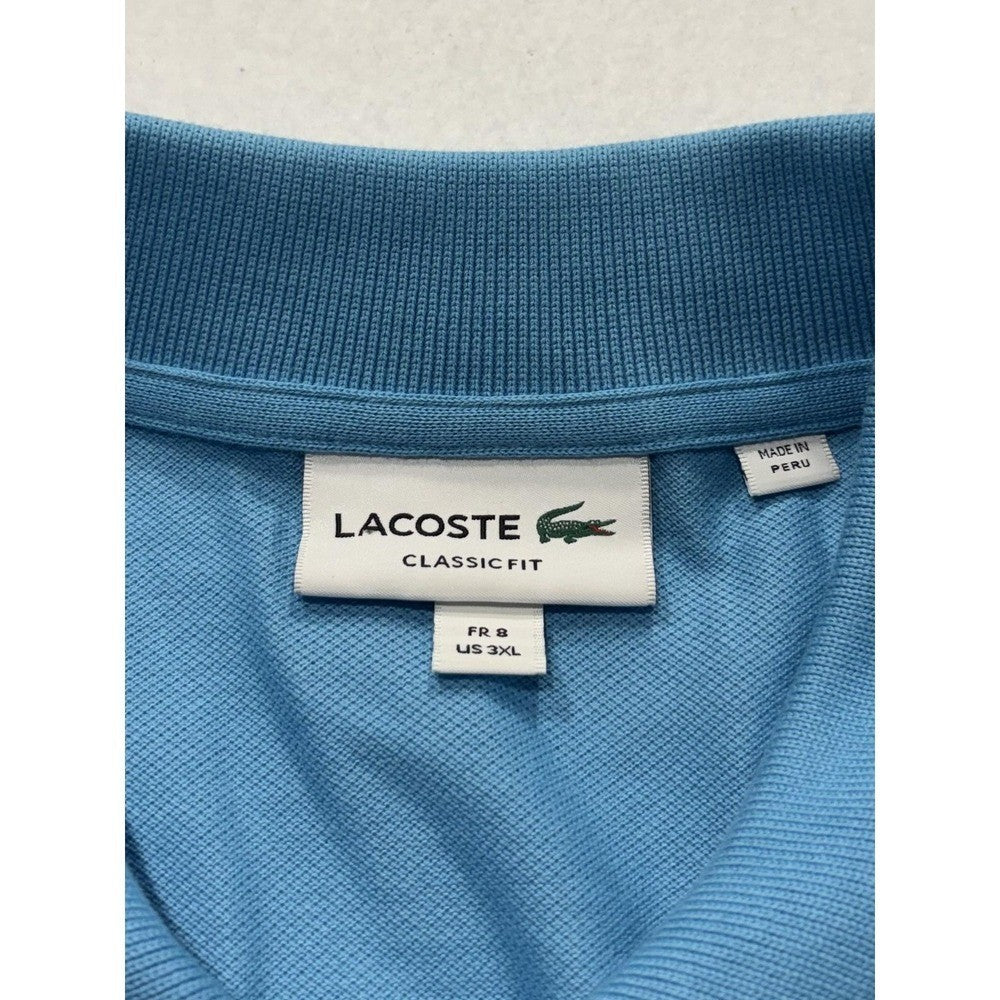 Lacoste Polo Shirt Mens 3XL Blue Classic Fit Pique Cotton Short Sleeve Logo