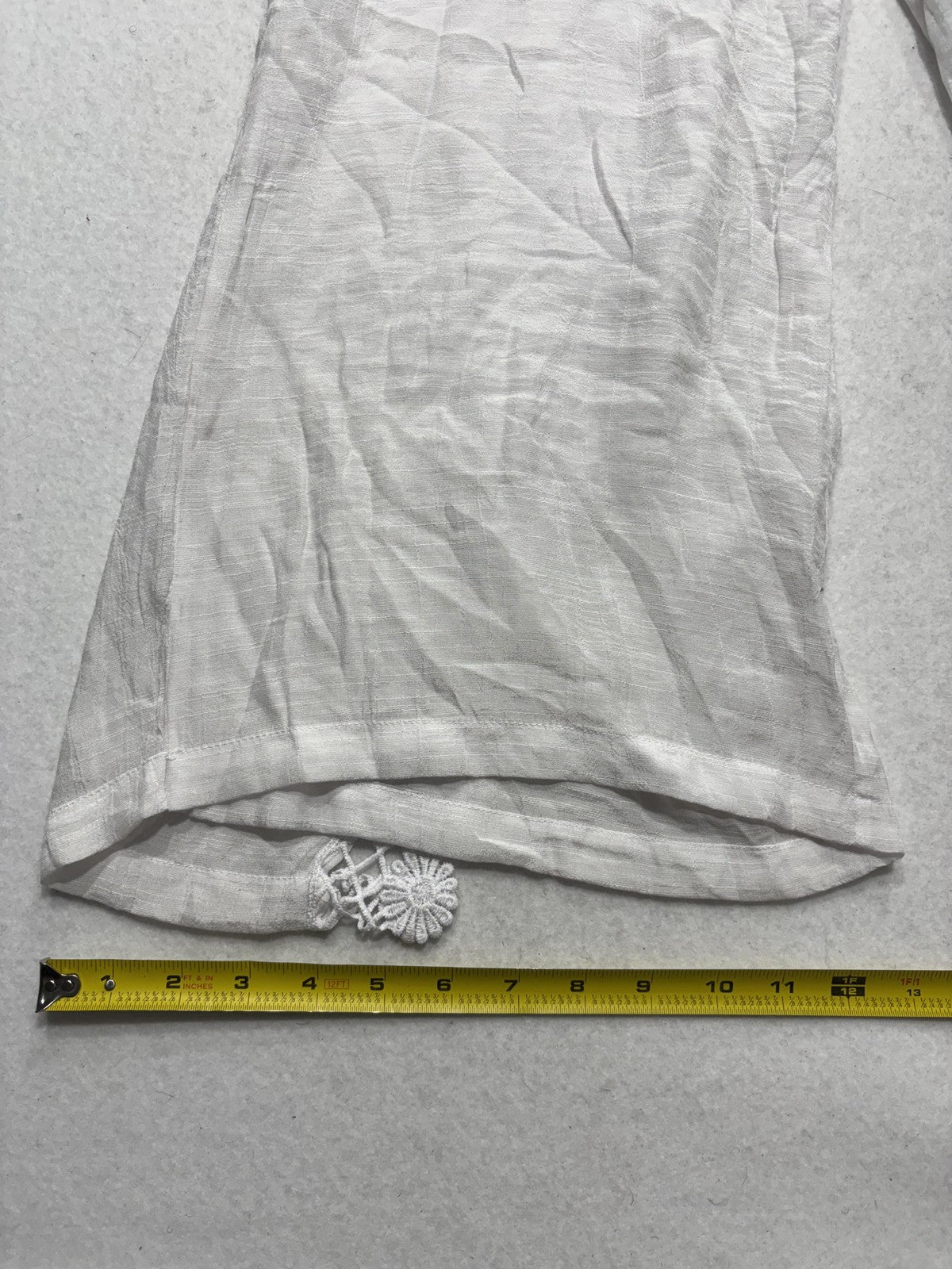 VANTARS! Pants Womens XL White Chiffon Wide Leg Lace Trim Slit Beach Cover Up