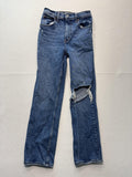 Abercrombie & Fitch 90s Straight Jeans Womens 25 Blue High Rise Distressed 25x27