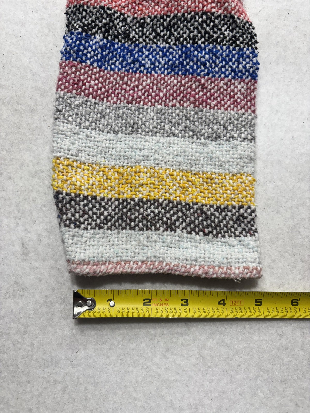 Mexico Hoodie Mens Large Multicolor Striped Knit Pullover V Neck Kangaroo Pocket