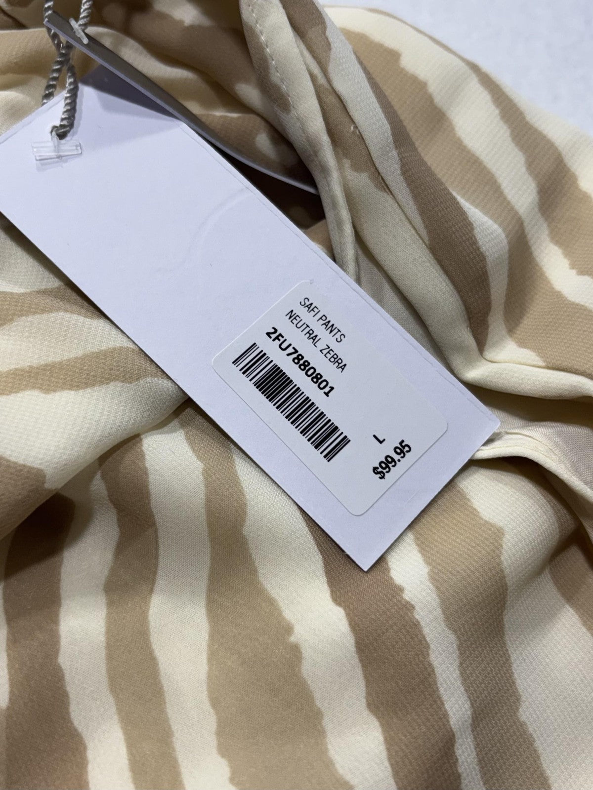 Soft Surroundings Dress Pants Womens Large Beige Neutral Zebra Wide Leg Pull On