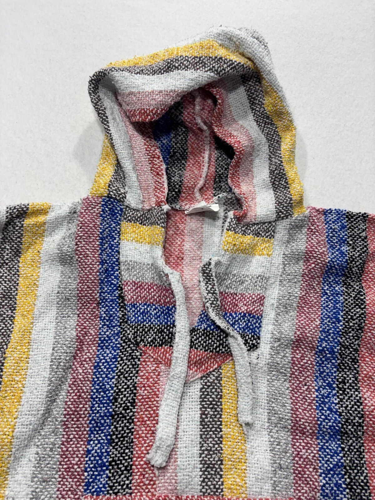 Mexico Hoodie Mens Large Multicolor Striped Knit Pullover V Neck Kangaroo Pocket