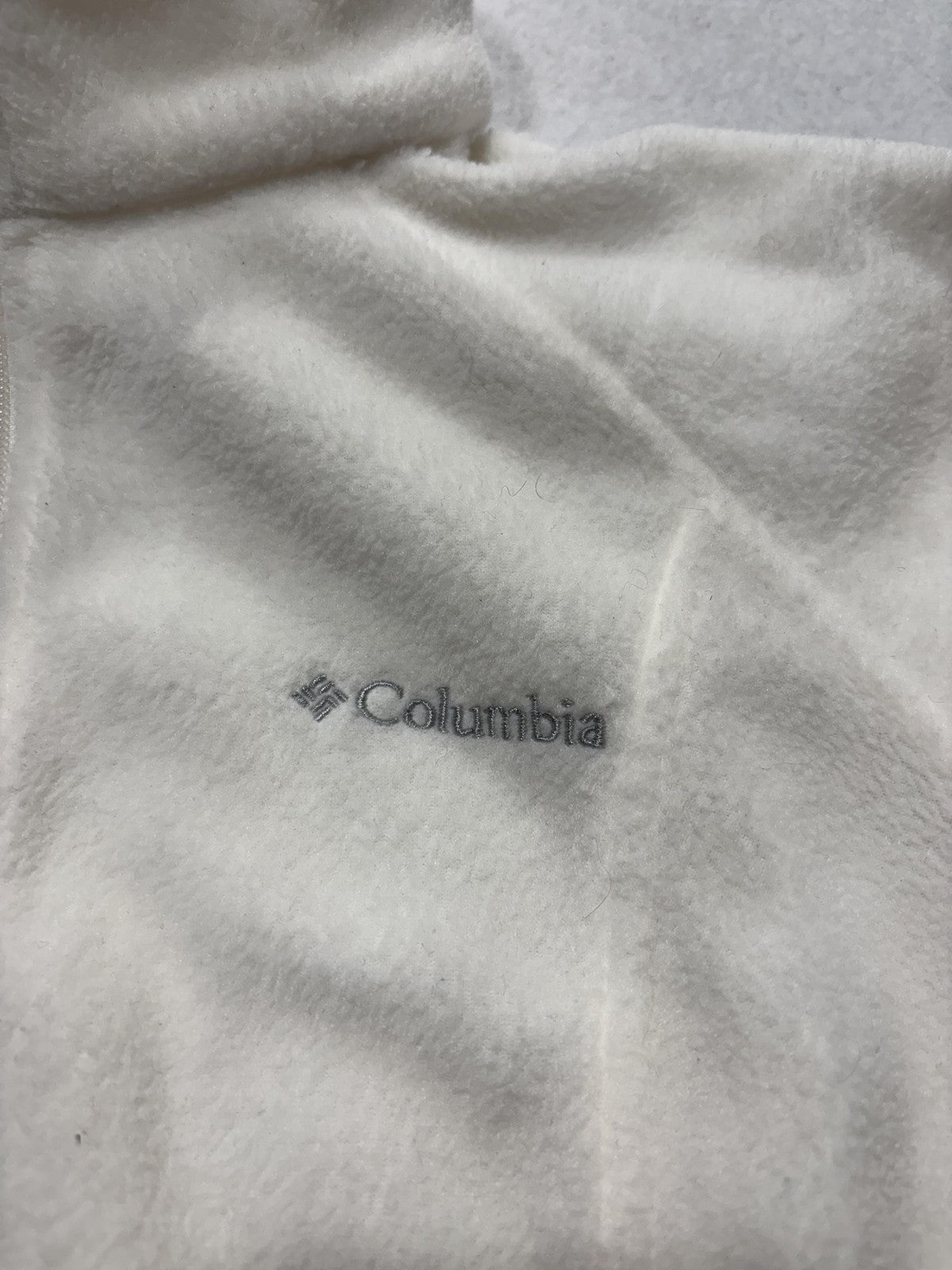 Columbia Jacket Womens S White Fleece Full Zip Stand Collar Pockets Soft Outdoor