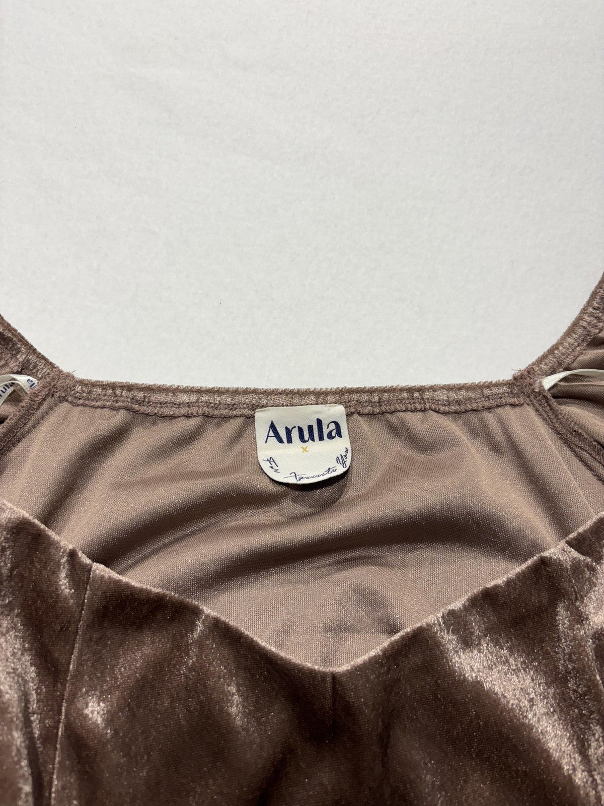 Arula Dress Womens 0X Brown Velvet Puff Sleeve Fit Flare Party Cocktail