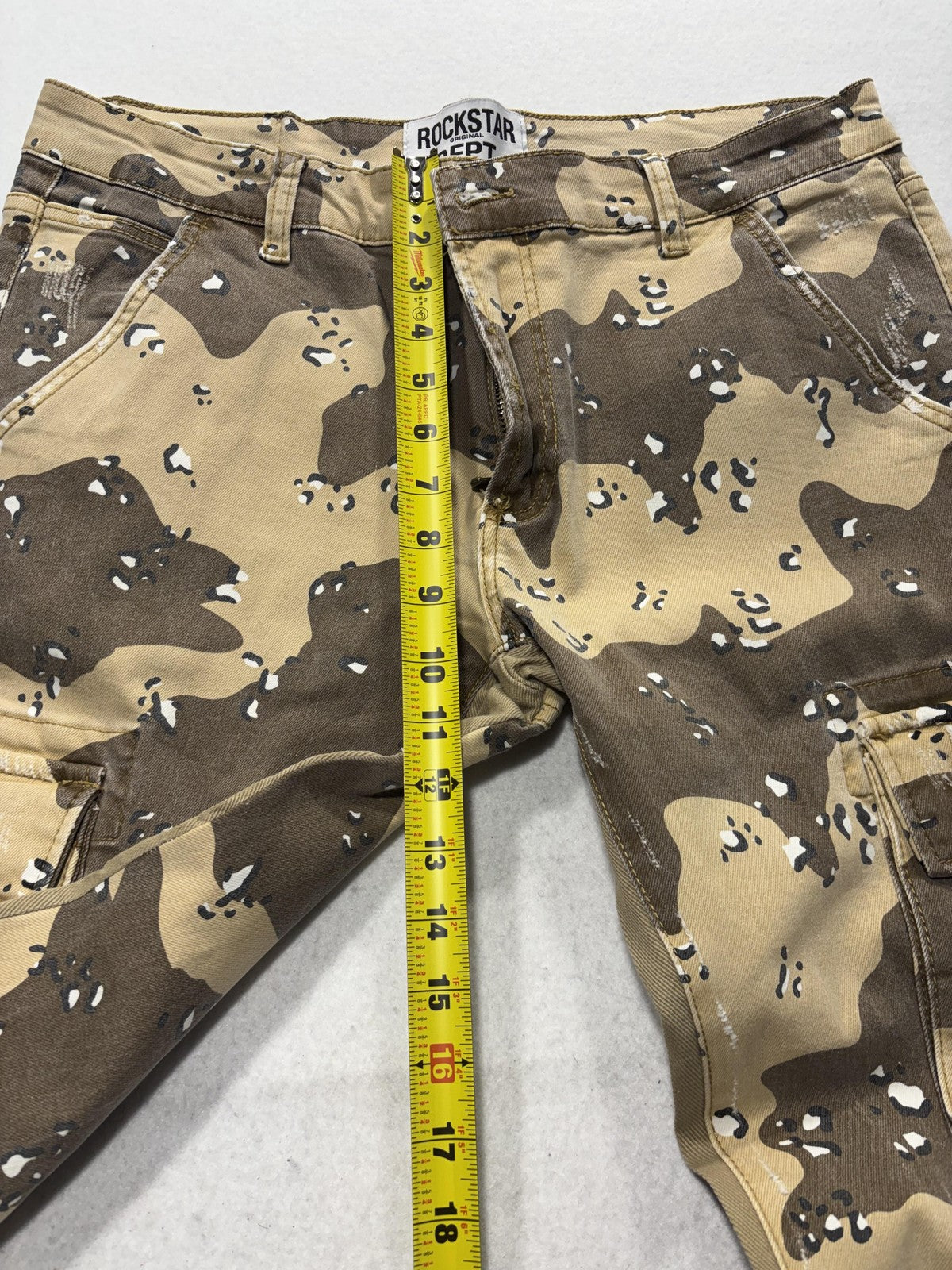 Rockstar Original Black Label Cargo Pants Mens 33x33 Brown Camo Flare Denim