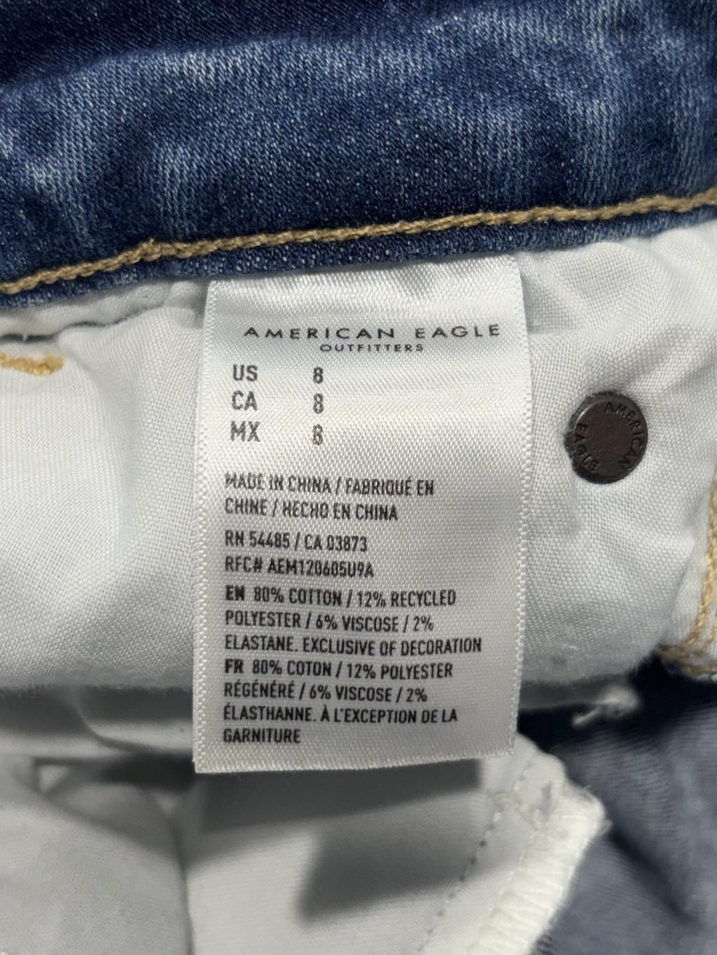 American Eagle Outfitters Shorts Womens 8 Blue Denim 4" Inseam Cuffed Stretch