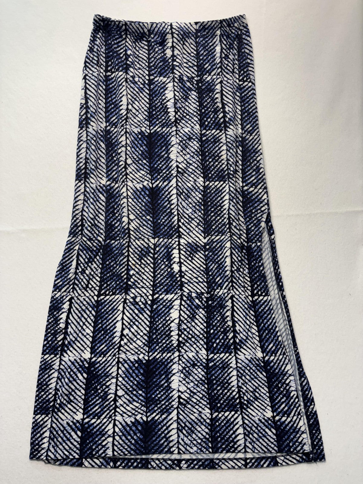 MICHAEL Michael Kors Skirt Womens 1X Plus Blue Geometric Print Maxi Long Jersey