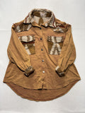 POL Jacket Womens S Brown Snap Front Aztec Geometric Western Shacket FWT361