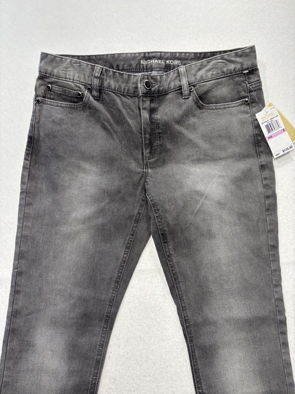 MICHAEL Michael Kors Jeans Womens 6 Charcoal Mid Rise Skinny Lace 30x29.5
