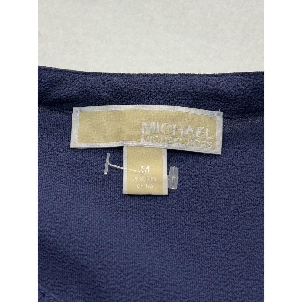 MICHAEL Michael Kors Blouse Womens Medium Blue Lace Up Ruffle Sleeveless Top