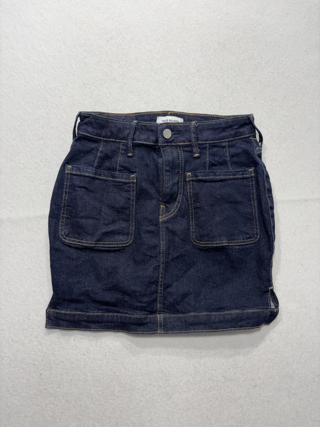 True Religion Skirt Womens 26W Blue Denim Utility Pocket Mini Stretch Casual