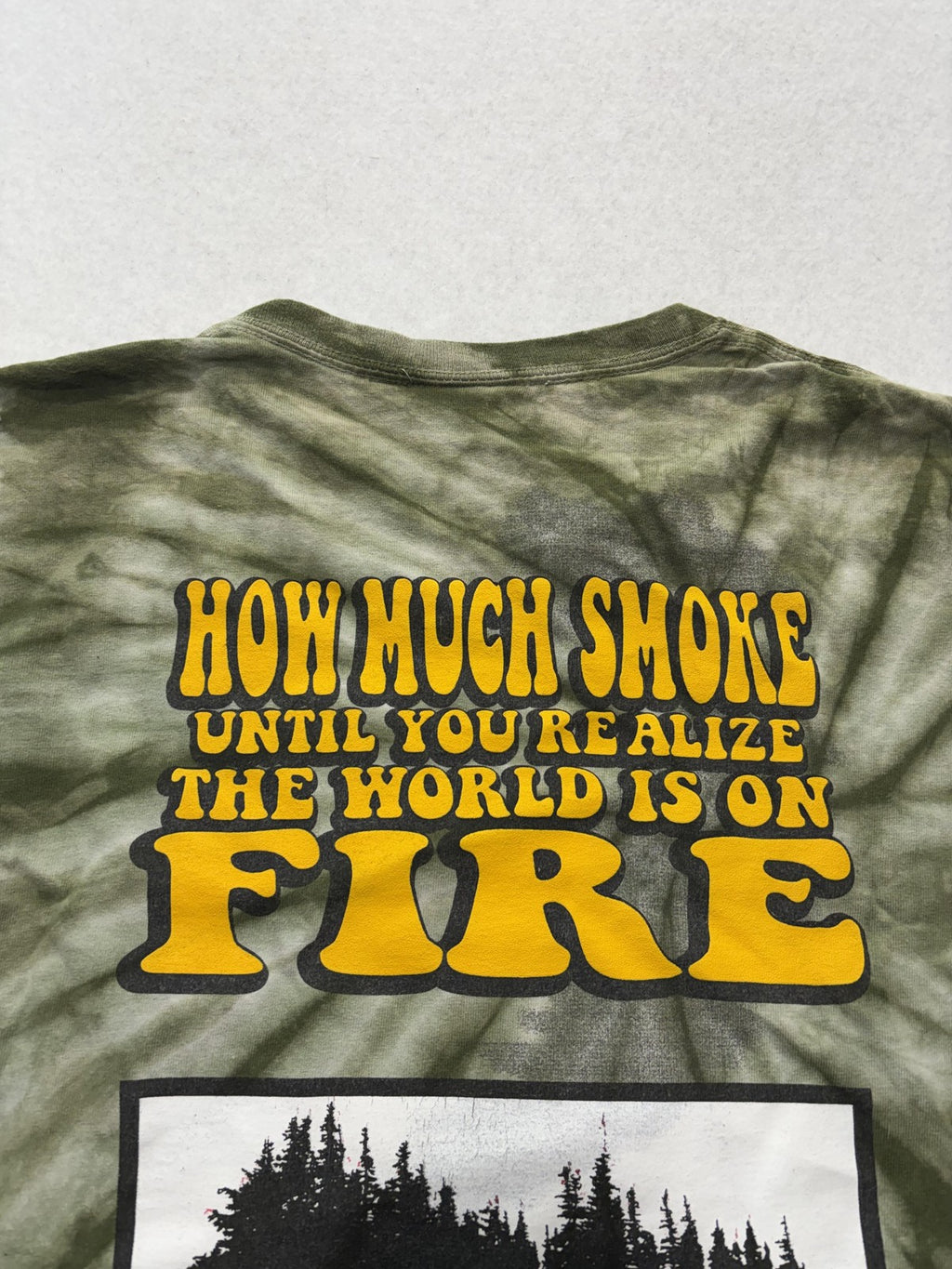 The Hundreds Shirt Mens Medium Green Tie Dye World On Fire Double Sided Graphic