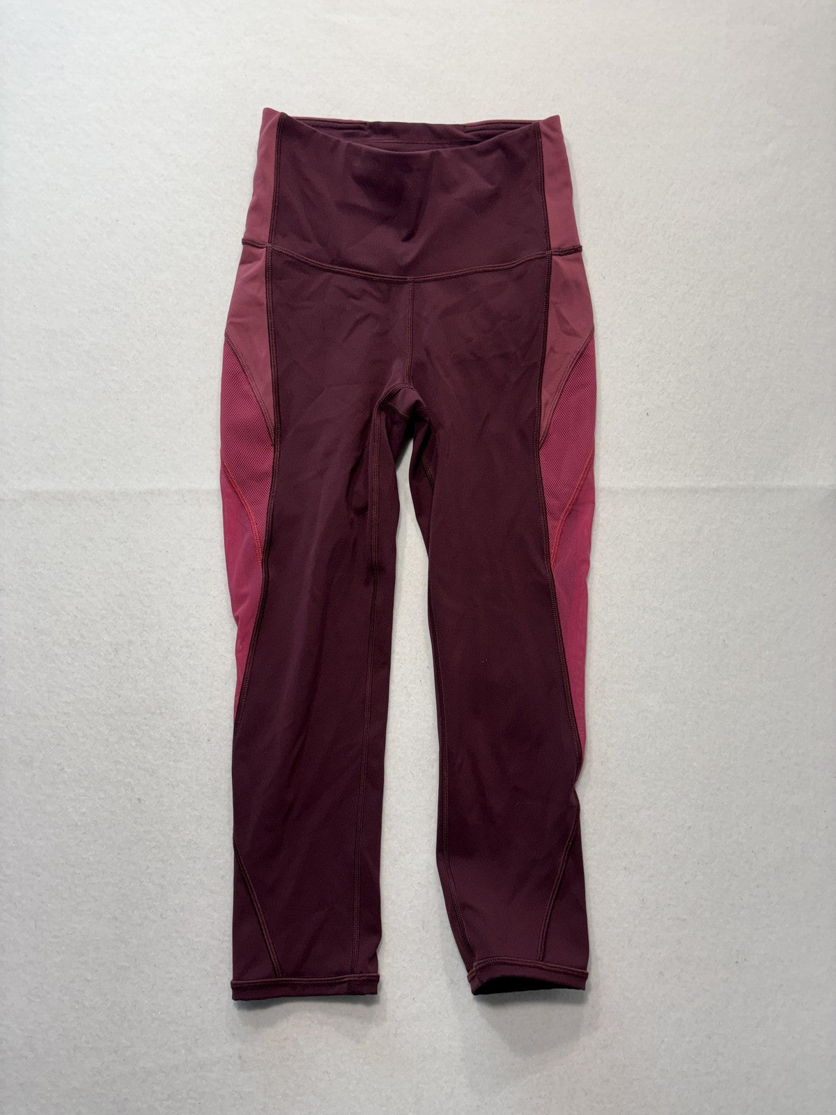 Lululemon Leggings Womens 4 Red Colorblock High Rise Crop 23.5" Inseam Stretch
