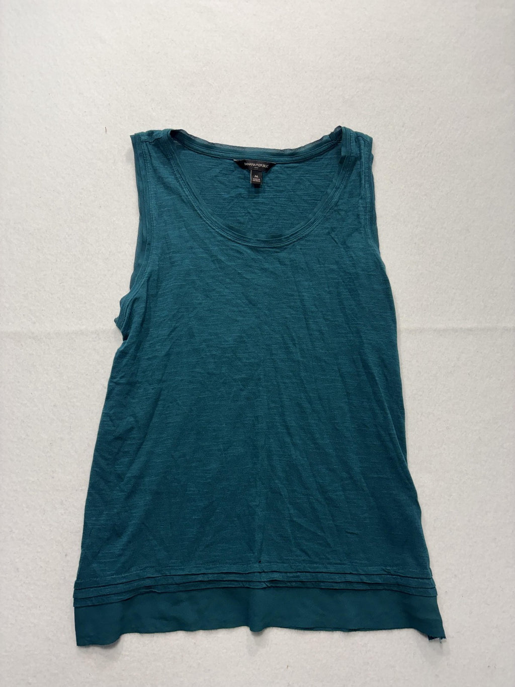 Banana Republic Tank Top Womens M Blue Scoop Neck Layered Hem Summer Casual