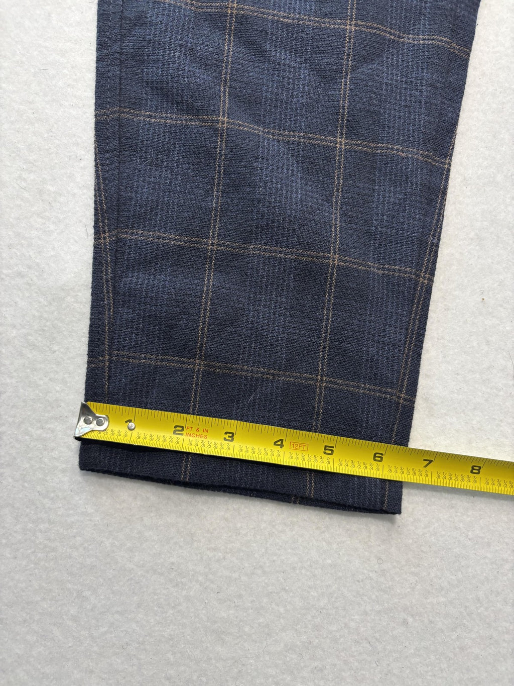 ZARA Dress Pants Mens 31x30 Blue Plaid Slim Tapered Flat Front Casual Work