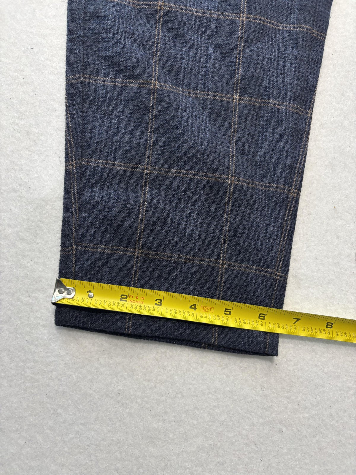 ZARA Dress Pants Mens 31x30 Blue Plaid Slim Tapered Flat Front Casual Work