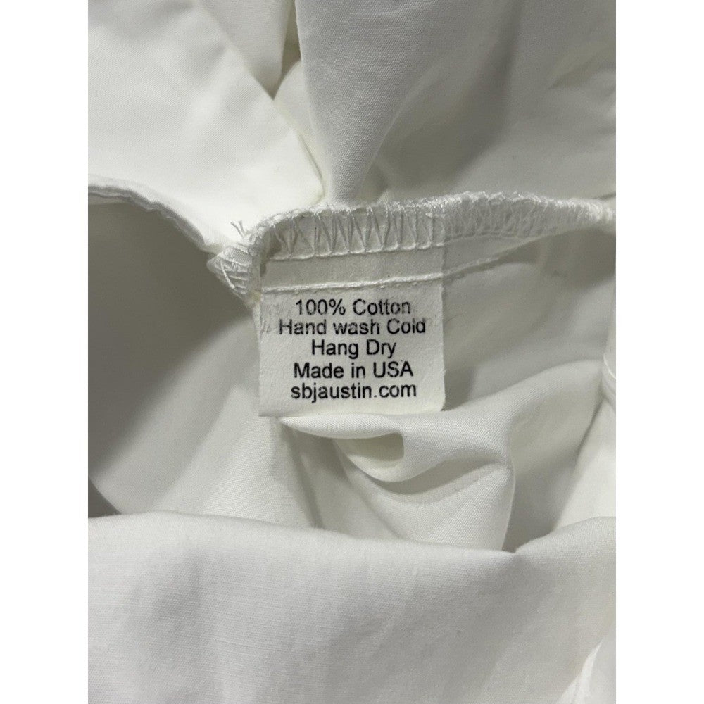 SBJ Austin Shirt Womens One Size White Cotton Tunic Button Front Top Made in USA
