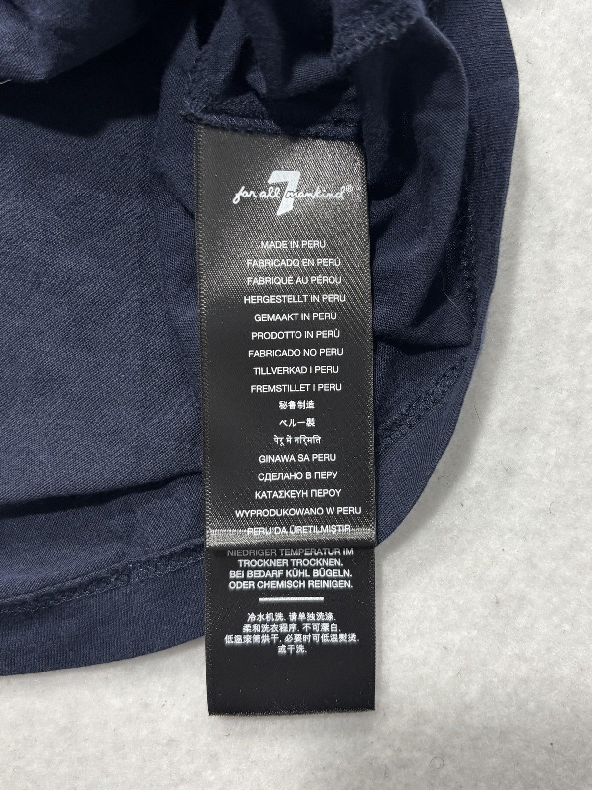 7 For All Mankind Shirt Mens Large Blue Pima Cotton Crew Neck Tee Casual