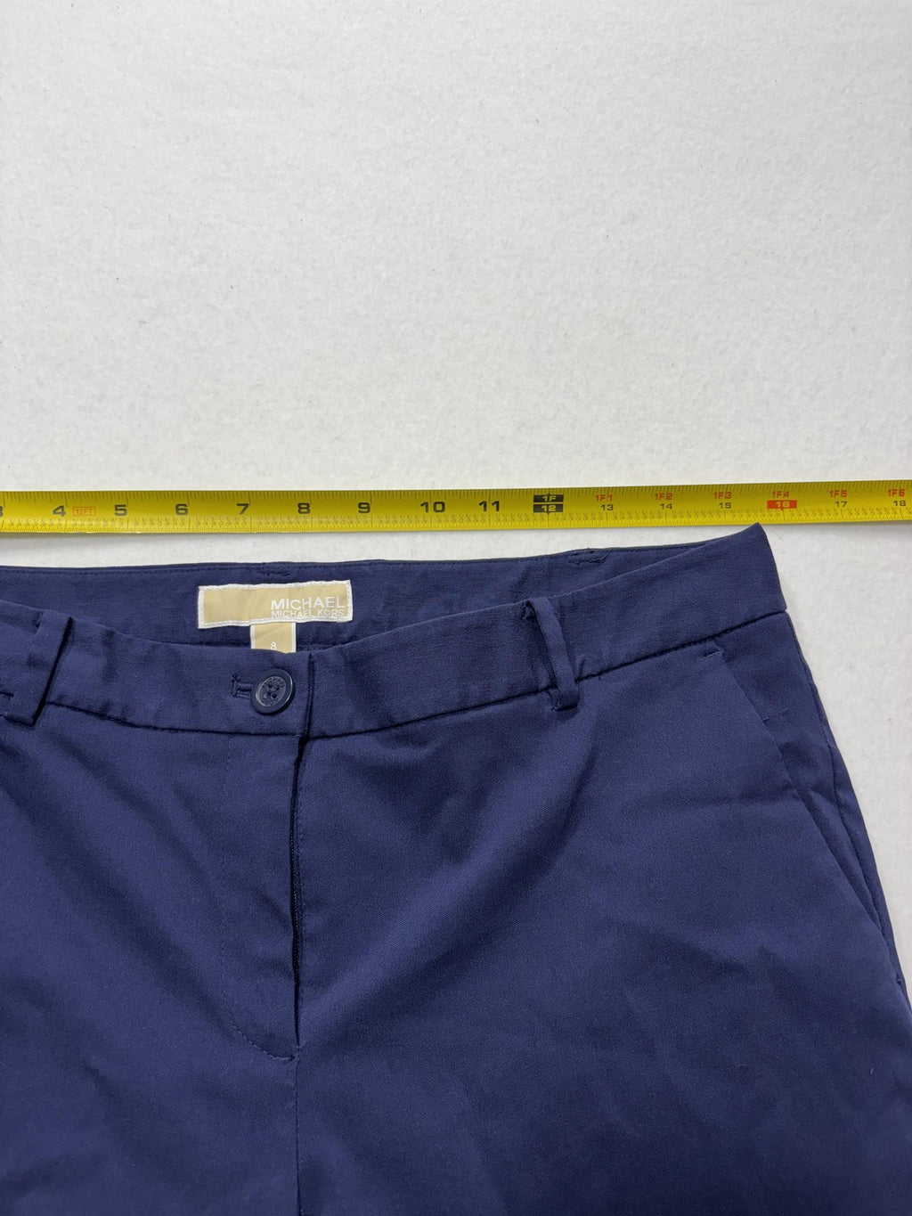 MICHAEL Michael Kors Dress Pants Womens 8 Blue Twill Slim Stretch Flat Front
