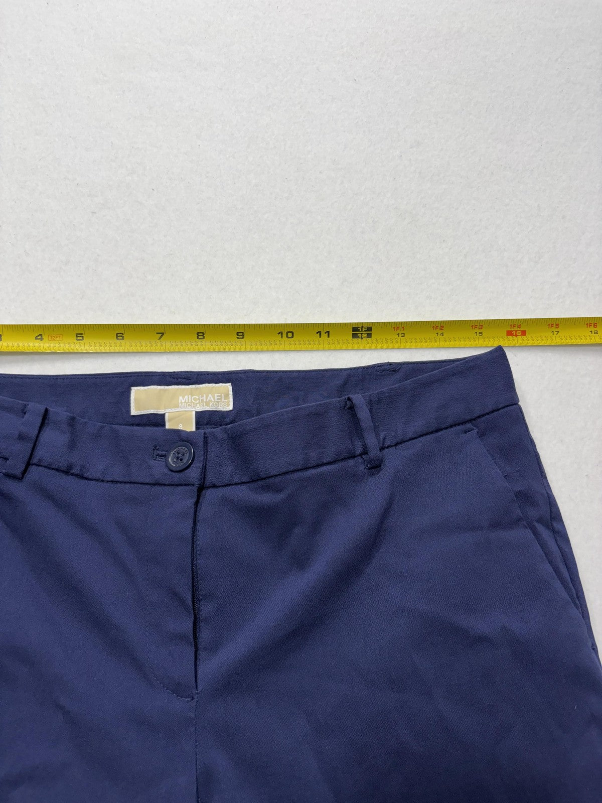 MICHAEL Michael Kors Dress Pants Womens 8 Blue Twill Slim Stretch Flat Front