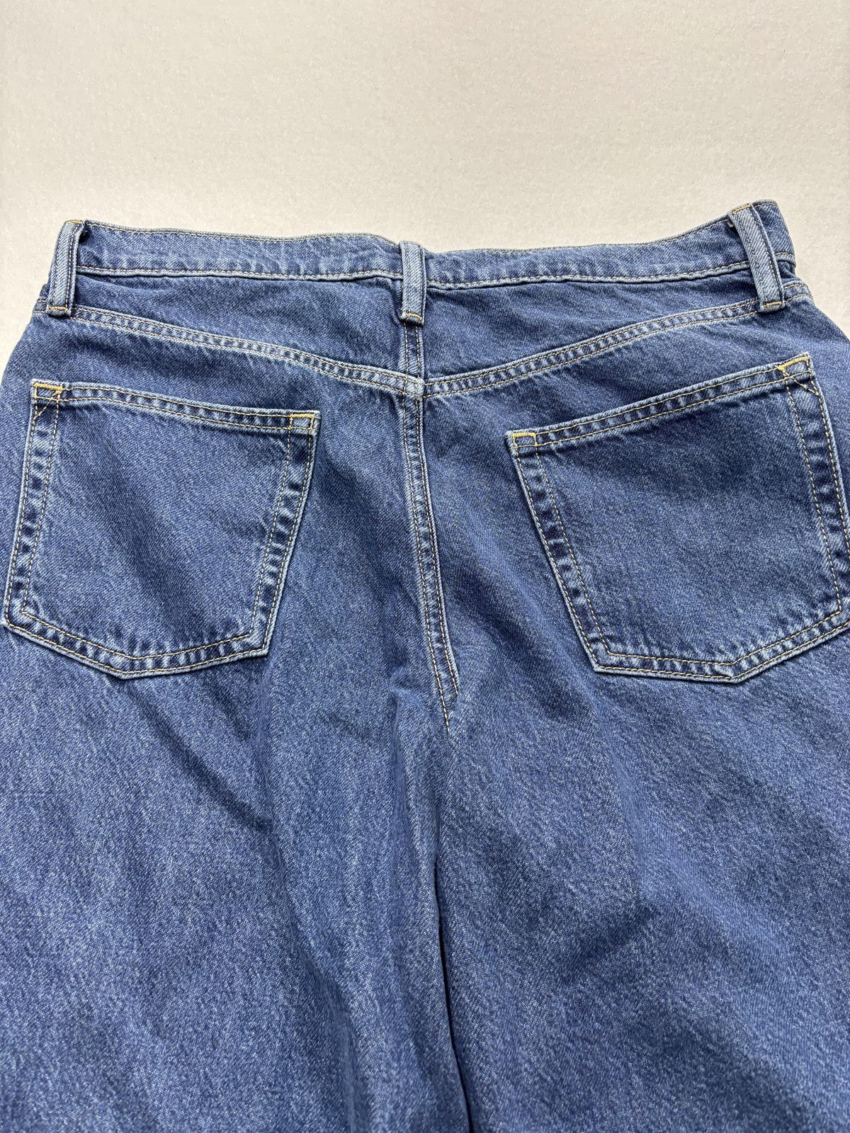 Gap Baggy Mid Rise Jeans Womens 8R Blue Medium Wash Wide Leg Distressed 29x29.5