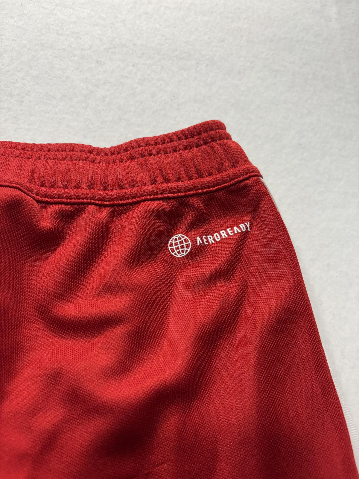 Adidas Track Pants Unisex Kids 13-14Y Red AEROREADY Ankle Zip 3 Stripe Soccer