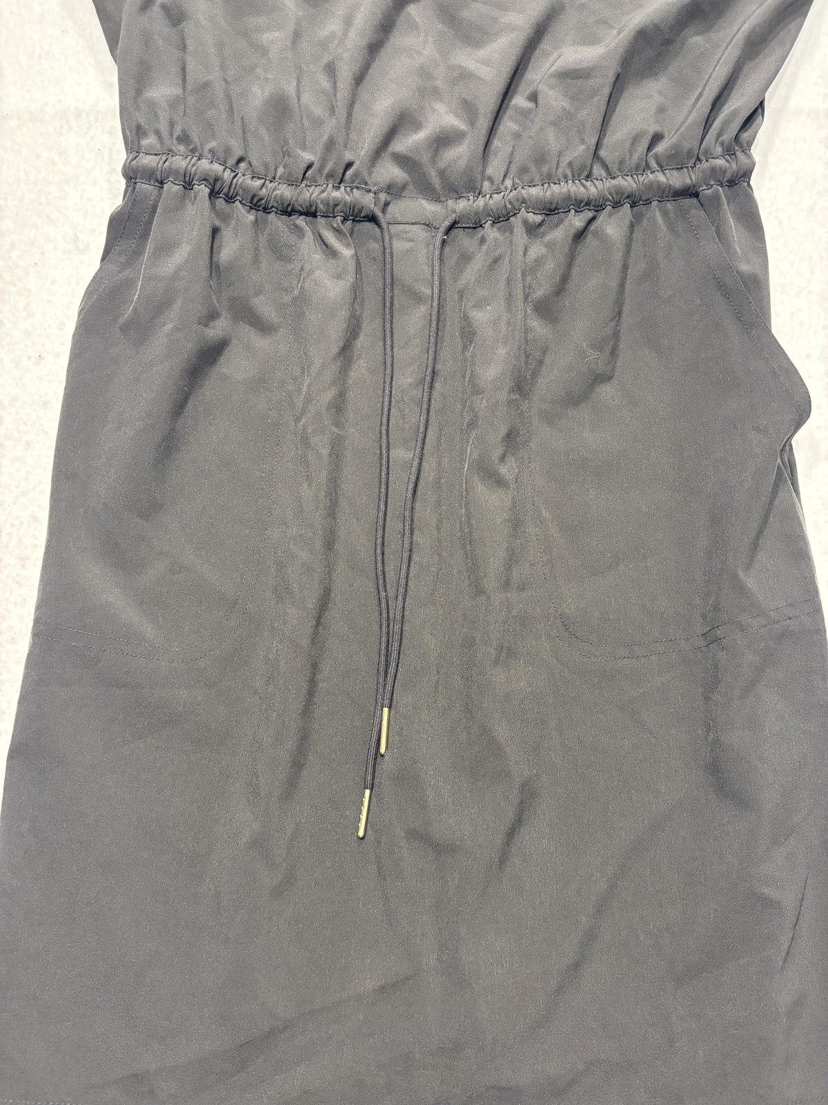 Calvin Klein Dress Womens 8 Black Scoop Neck Sleeveless Drawstring Waist Pockets