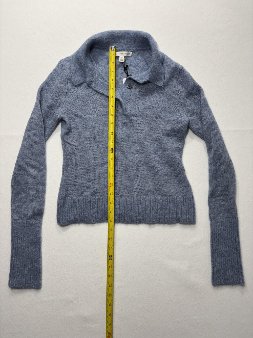 Banana Republic Sweater Womens XS Blue Collared Alpaca Knit Long Sleeve Pullover