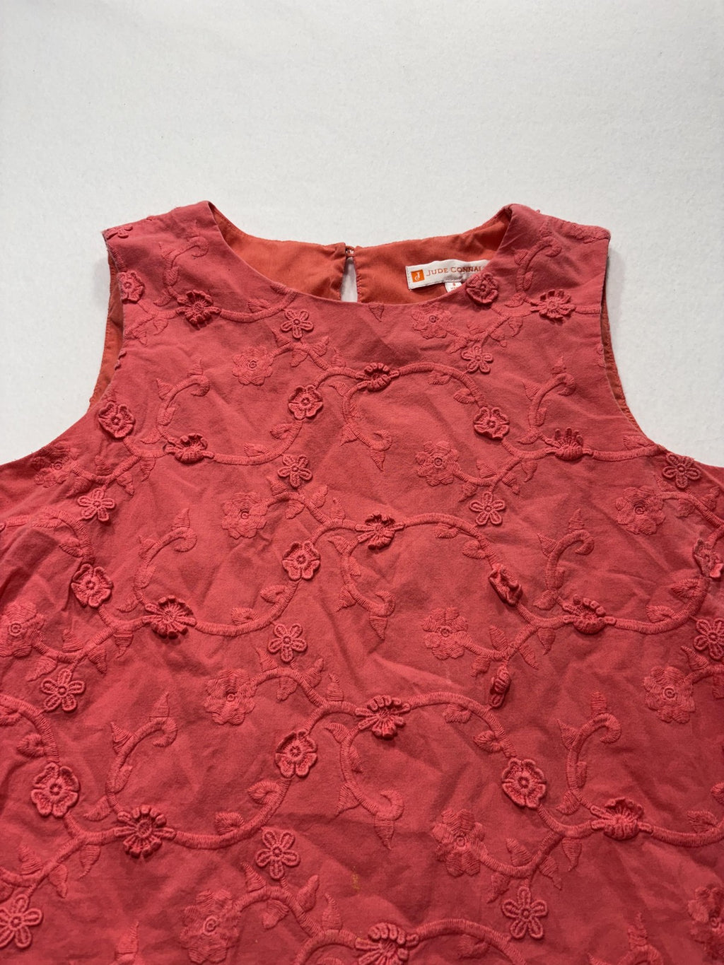 Jude Connally Dress Womens 8 Pink Floral Embroidered Sleeveless Shift