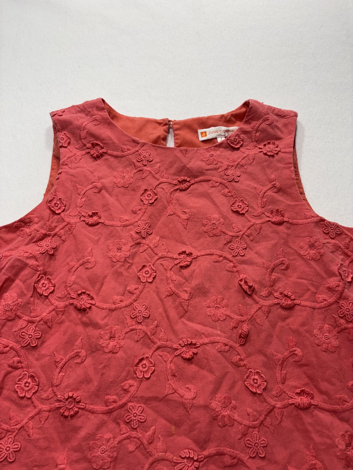 Jude Connally Dress Womens 8 Pink Floral Embroidered Sleeveless Shift