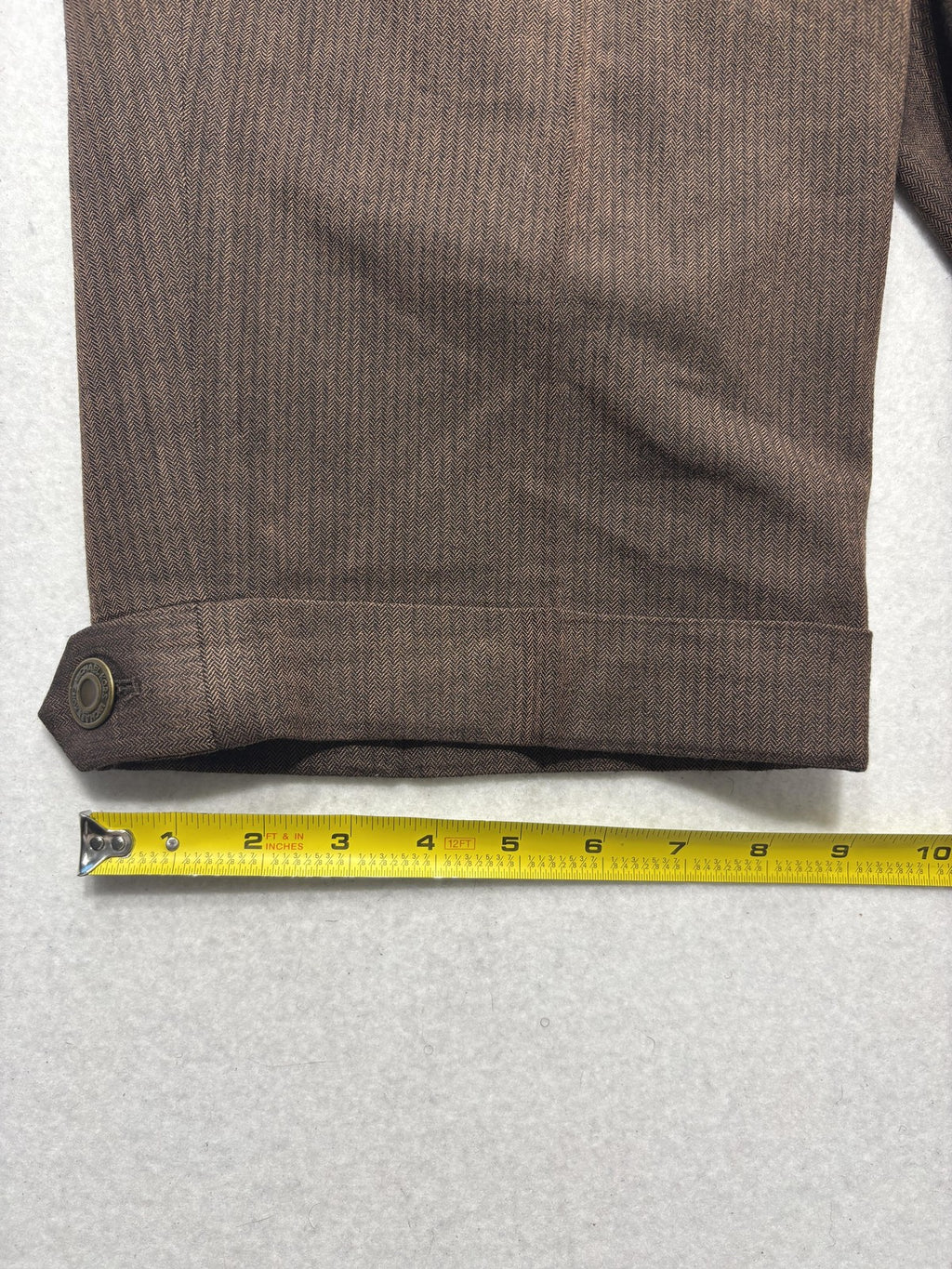 MICHAEL Michael Kors Shorts Womens 10 Brown Herringbone Bermuda Cuffed Twill