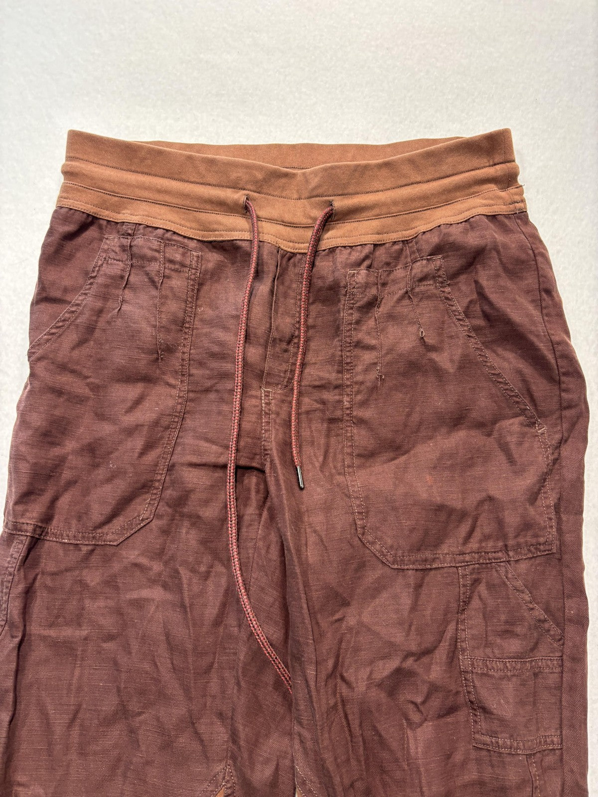 Anthropologie Jogger Pants Womens Medium Brown Nomad Cargo Twill Elastic Waist