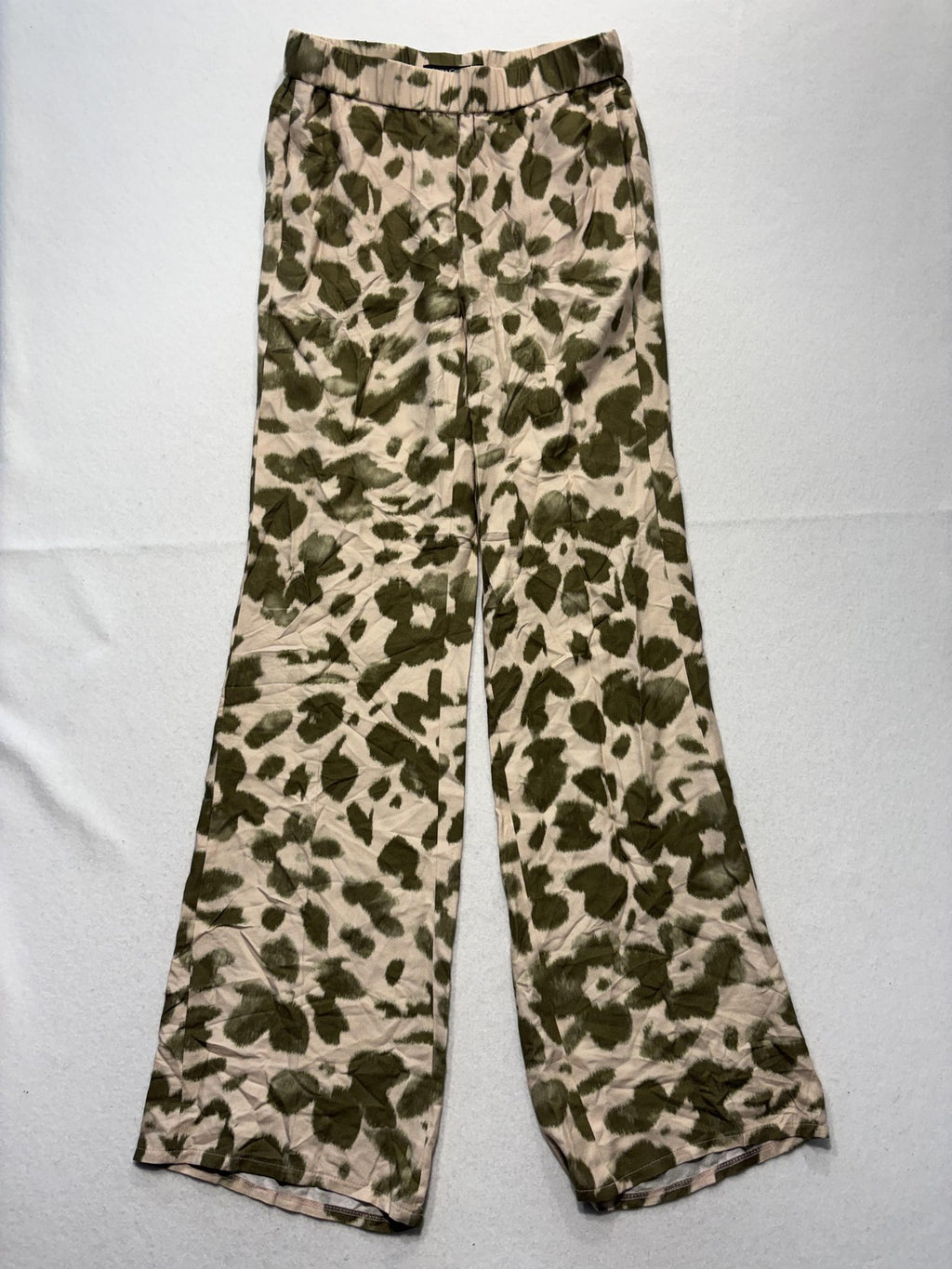Luisa Cerano Dress Pants Womens 4 Pink Green Animal Print Wide Leg Pull On